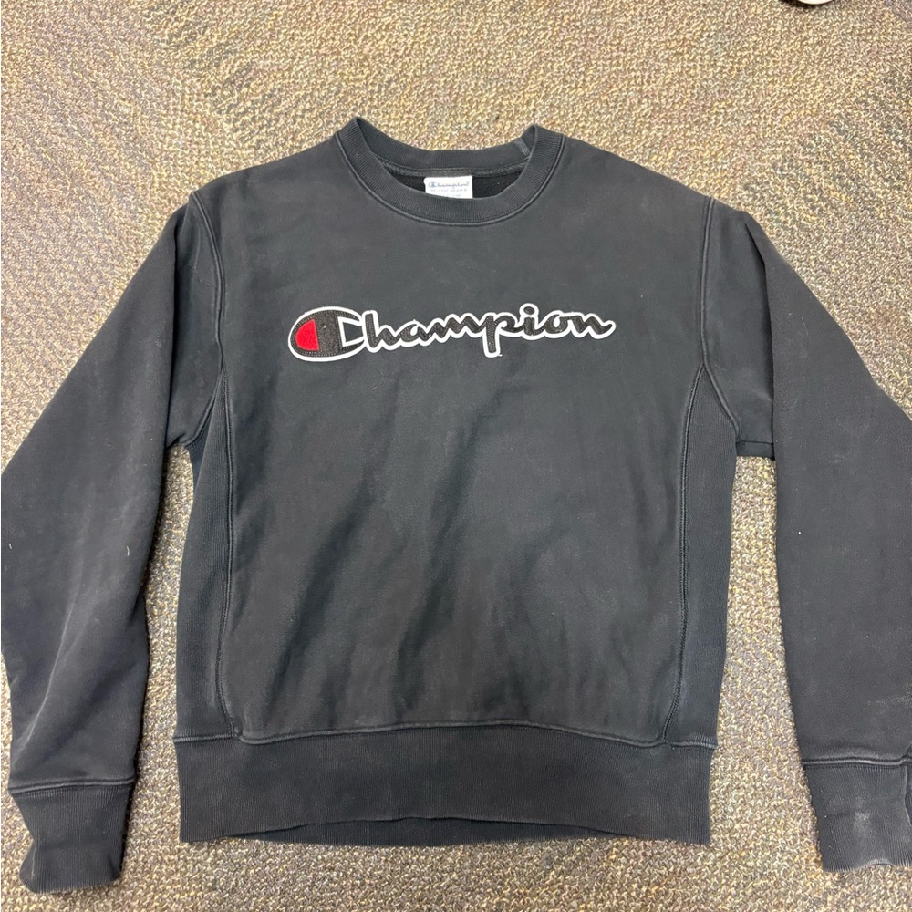 Champion Reverse Weave Black Crewneck Sweater
